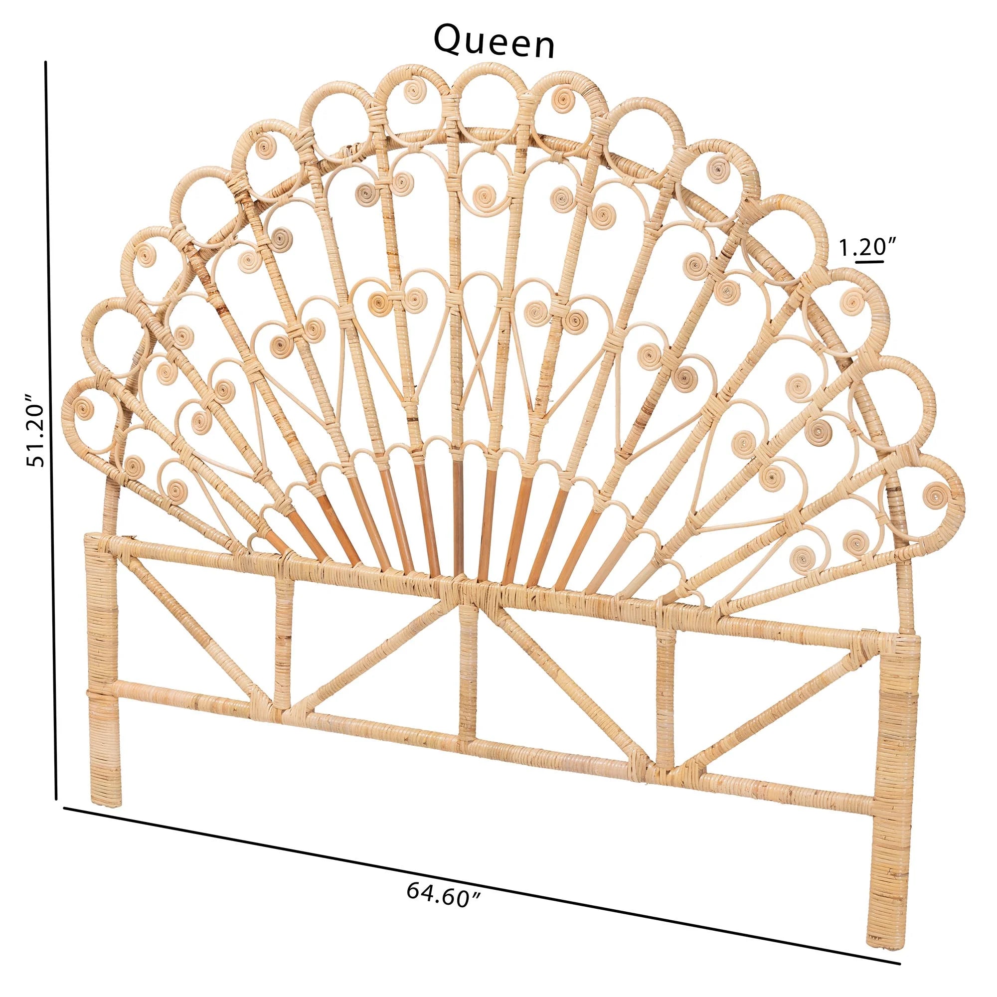 Natural Brown Rattan Queen Size Headboard U9919