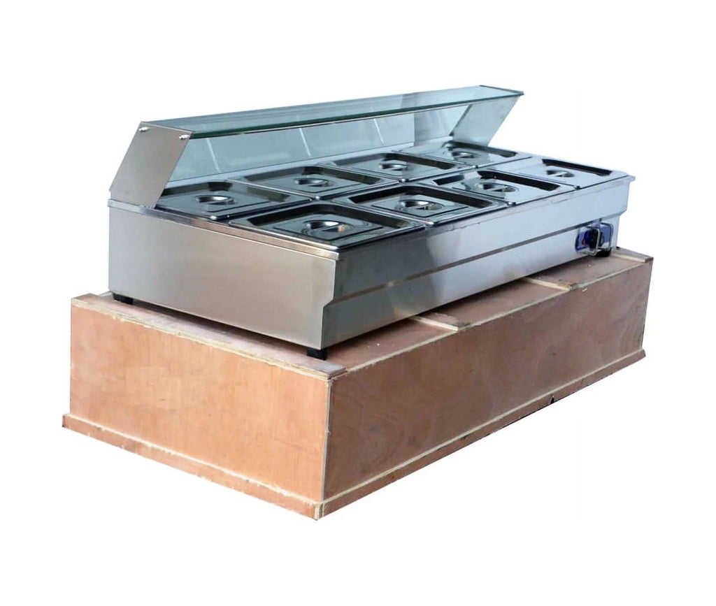 8-Pan Bain-marie Buffet Food Warmer with Glass Guard Y1066