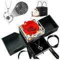 Red Preserved Real Rose Heart Necklace Z359884