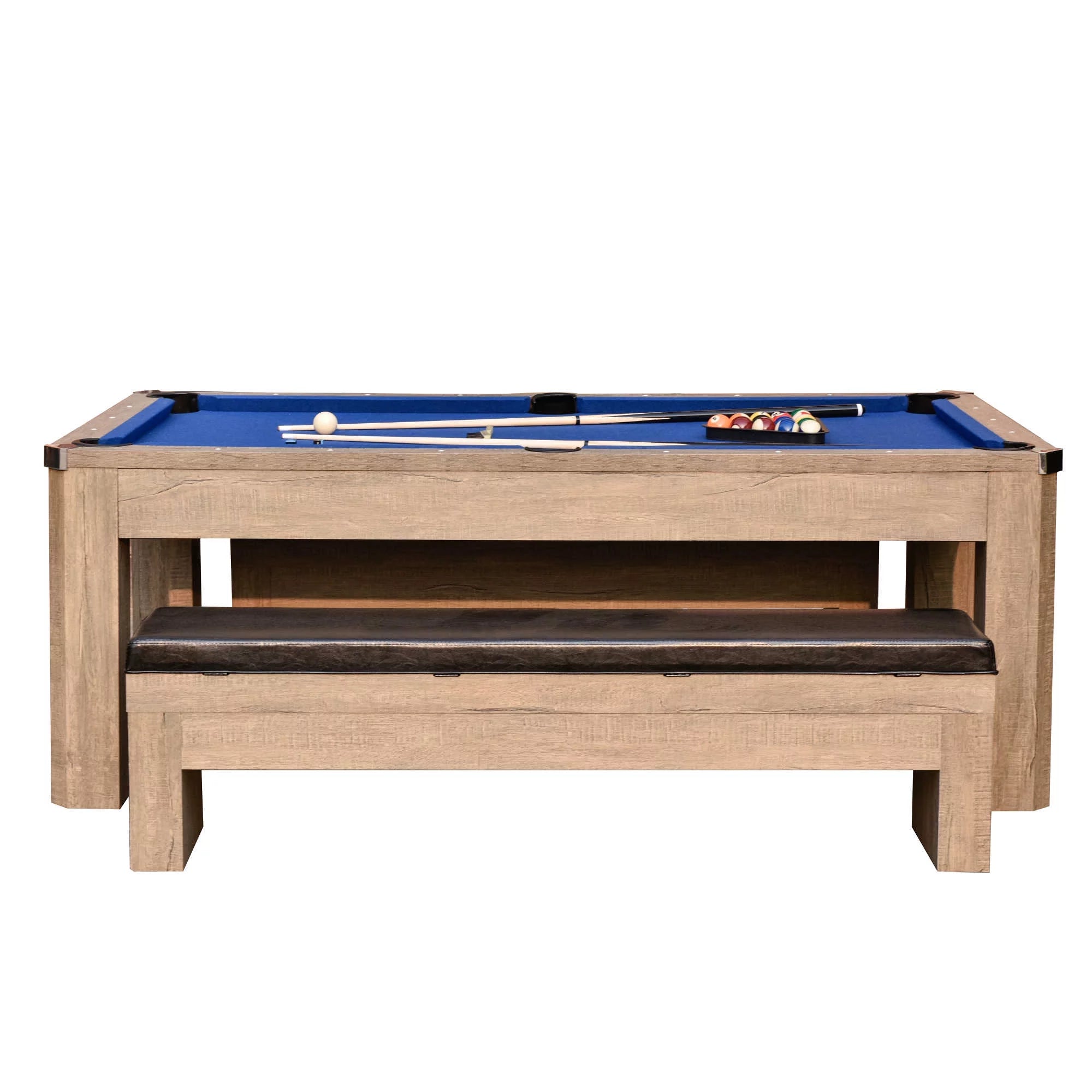 Rustic Gray 7-ft Pool Table Combo Set with Benches S75467