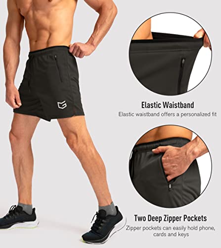 Men's Running Shorts with Zipper Pockets Quick Dry 5" Shorts T1359