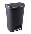Gunmetal Blue 13 Gallon Trash Can with Lid and Stainless-Steel Pedal E3738