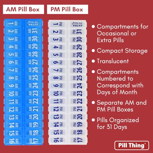 Blue 31 Day AM PM Pill Box Organizer Set K493