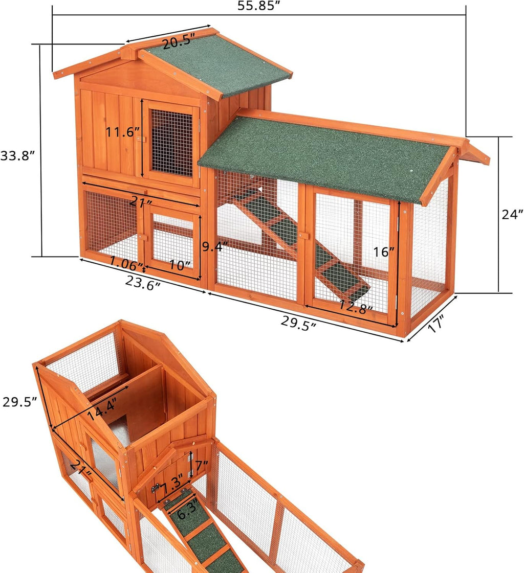 61" Wooden Chicken Coop on Wheels with Waterproof Tray Z9426