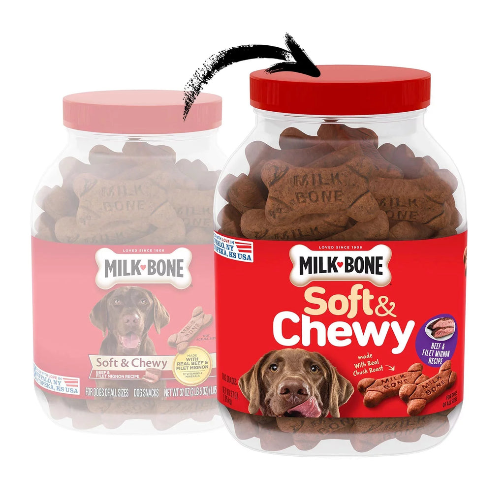 2 Pack 37 oz Soft & Chewy Beef & Filet Mignon Dog Snacks I8916
