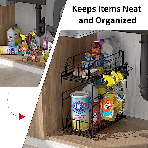 2 Tier Pull Out Cabinet Organizer with Hanging Rail E444