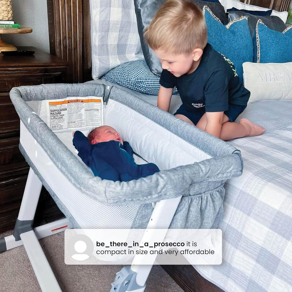 Grey Portable Baby Bassinet with Breathable Mesh T620