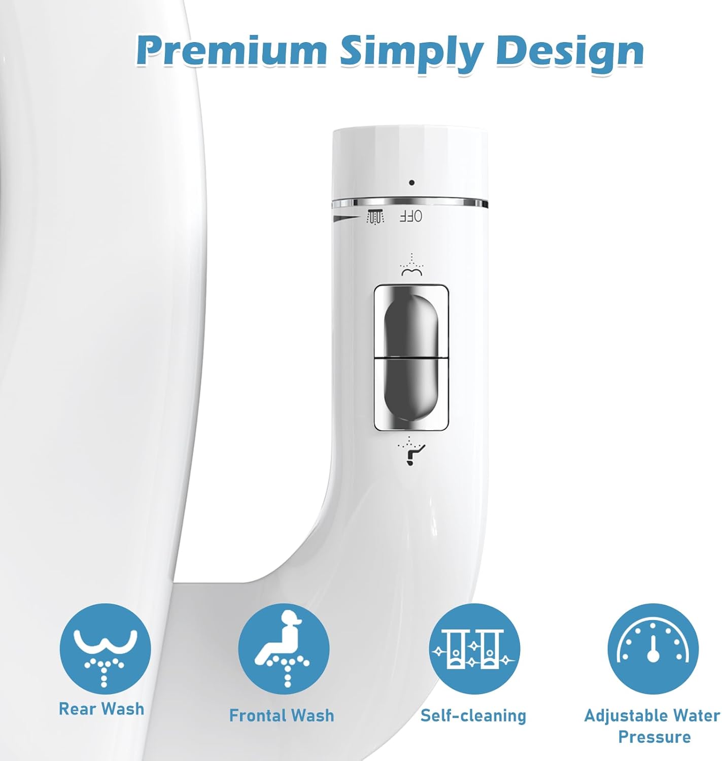 Ultra-Slim Bidet Attachment, Dual Nozzles, Adjustable Water Pressure, Non-Electric, Auto Self Cleaning V8920