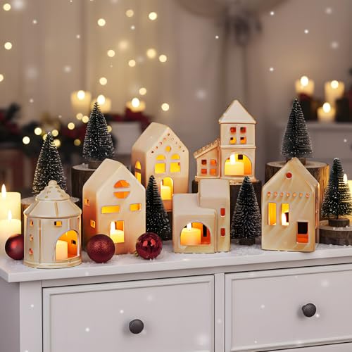 Ceramic Christmas Village Houses Porcelain Christmas Village Sets Matt Ceramic LED Lighted Xmas Town Houses X723809
