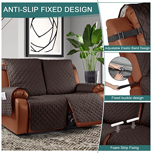 Khaki 3 Seater Recliner Sofa Cover with Elastic Straps U8194