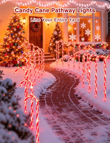 24 Pack 28" Solar Candy Cane Path Lights with Stakes U12131