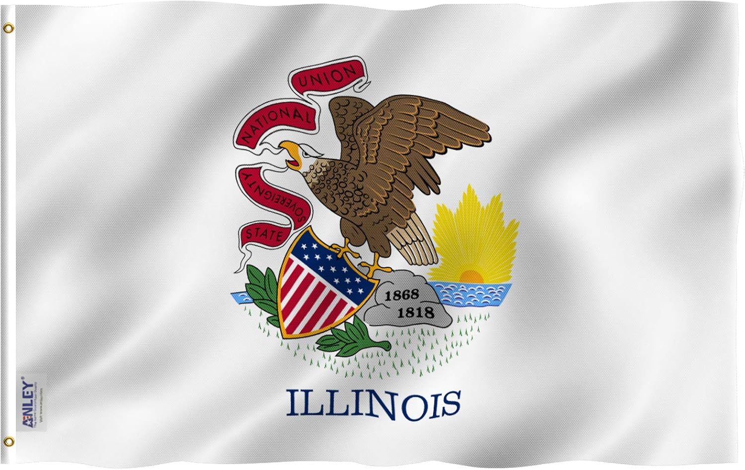 3x5 Foot Polyester Illinois State Flag with Brass Grommets V232910