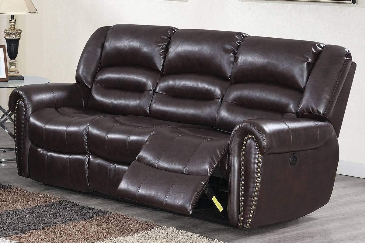 2 Pieces Power Motion Sofa and Loveseat in Brown Bonded Leather X182291
