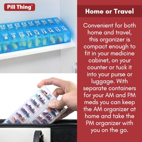 Blue 31 Day AM PM Pill Box Organizer Set K493