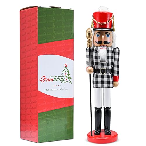 Black and White Wooden Nutcracker 15" Y285
