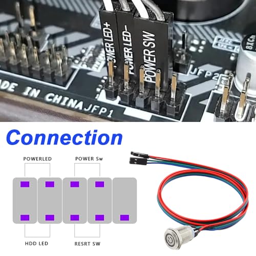 12mm Metal Button Cable PC Case LED Power Button ATX Supply On/Off Extension Cord with 1 to 2 splitters (Green) O981