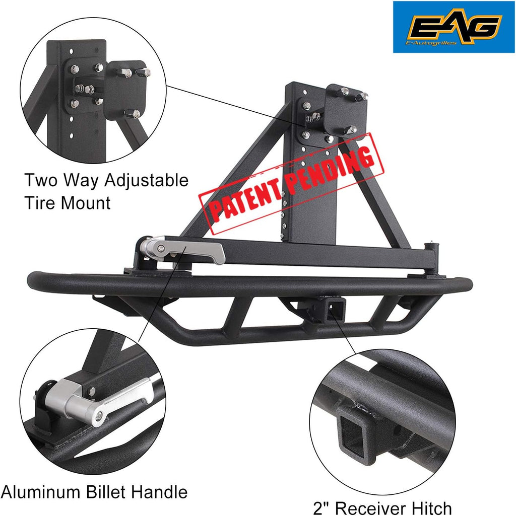 Black Tubular Rear Bumper with Tire Carrier Z27259