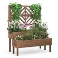 2-Tier Raised Wooden Garden Bed with Trellis X916419