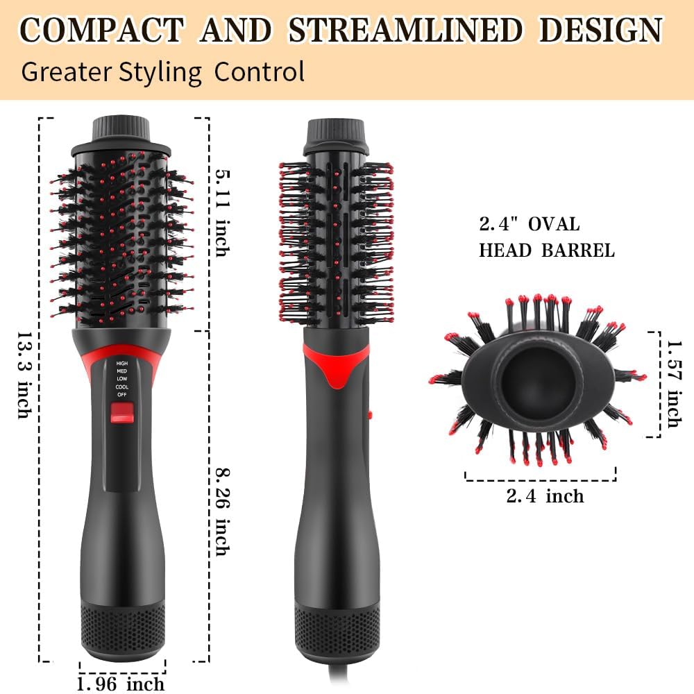 4-in-1 Hair Dryer Brush with Ceramic Titanium Barrel O457301