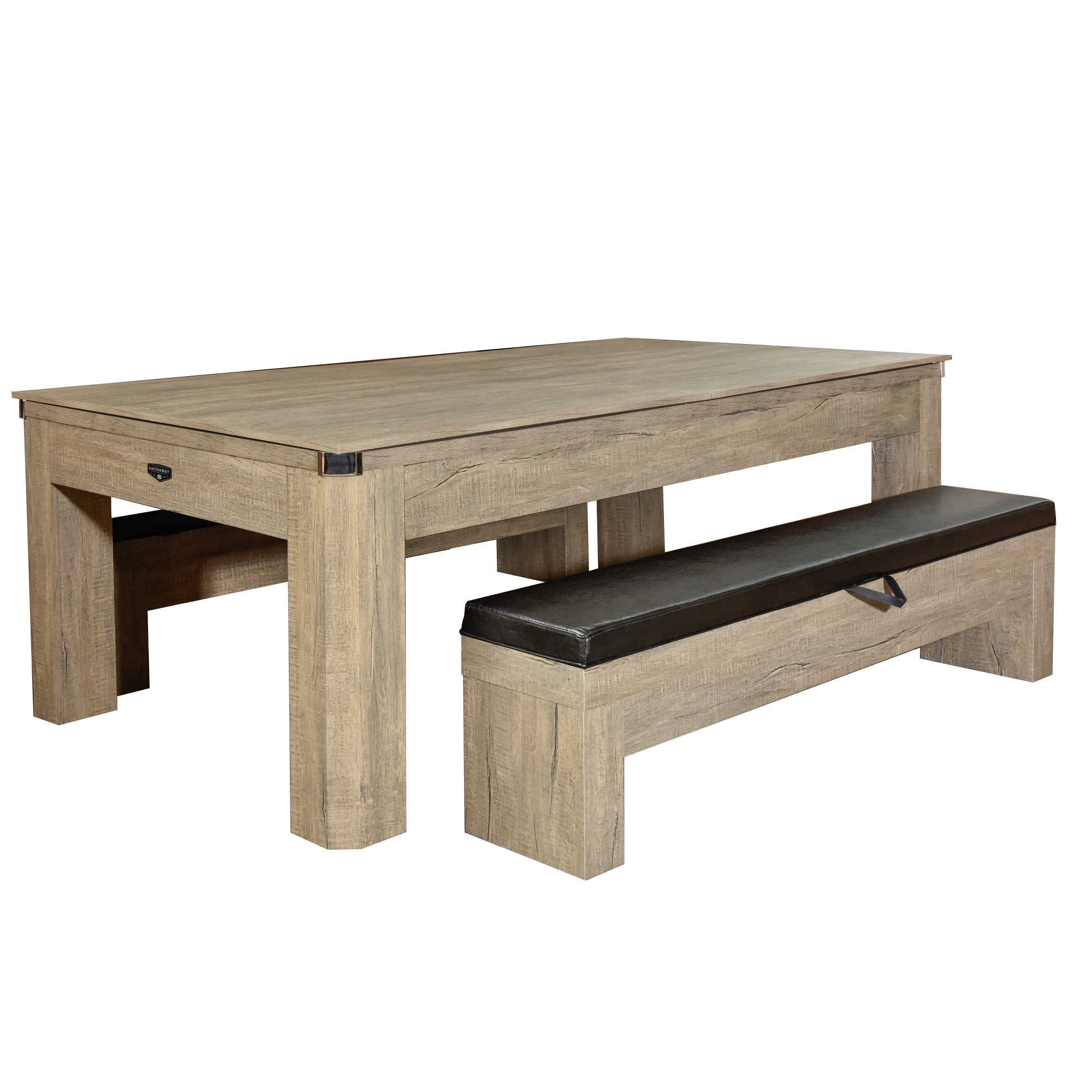 Rustic Gray 7-ft Pool Table Combo Set with Benches S75467