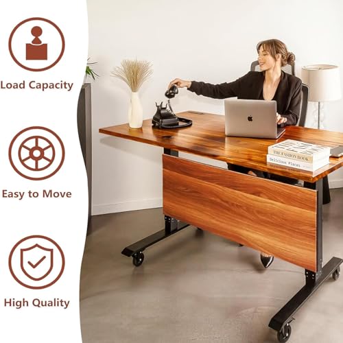8FT White Folding Training Table with Wheels M693