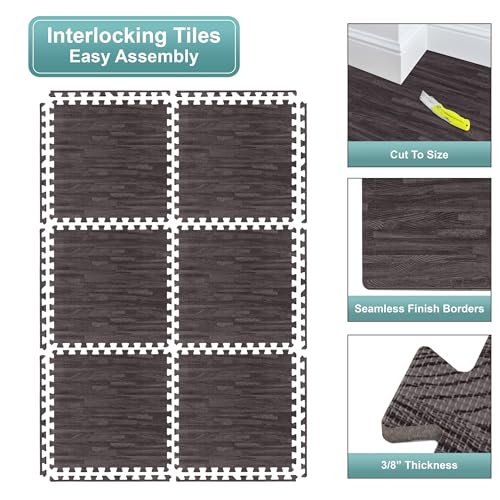 Wood Grain EVA Interlocking Floor Mats with Borders M181403