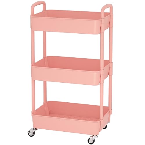 Black 3-Tier Plastic Rolling Utility Cart with Wheels A402