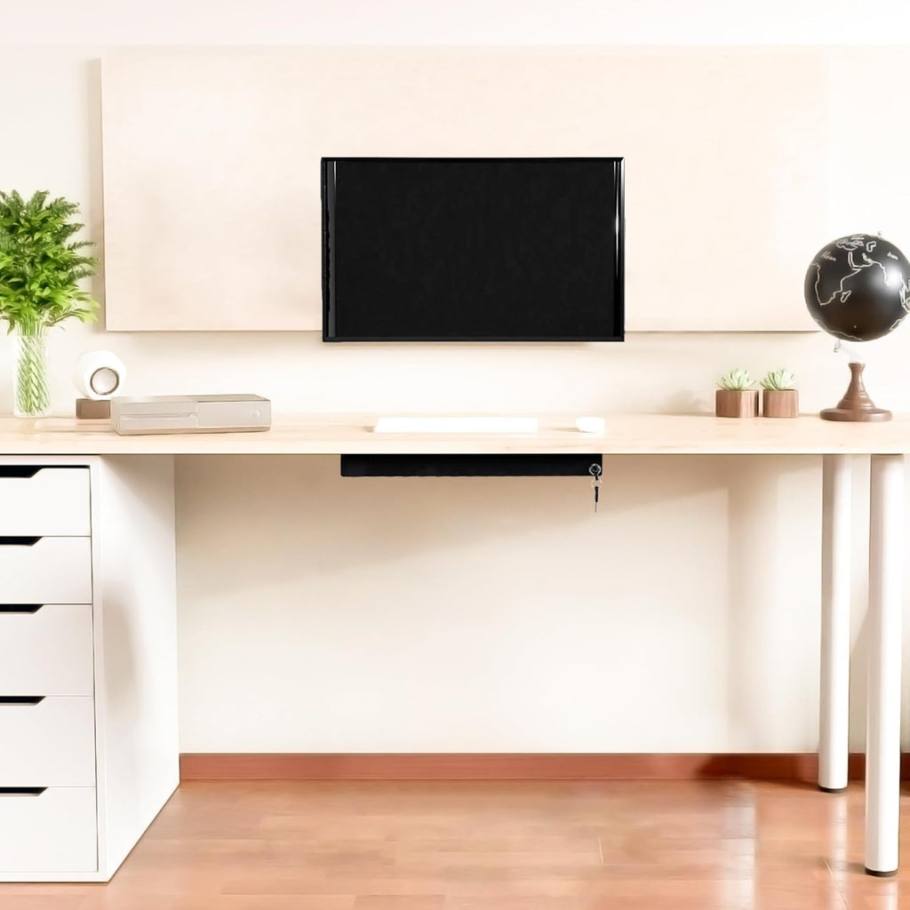 18.8 inch Under Desk Pull-Out Drawer with Lock Sliding Metal Pencil Drawer V6835