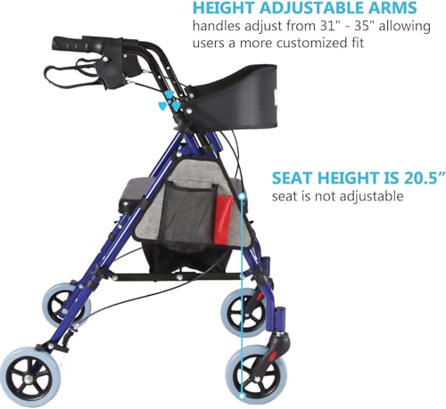 Blue Steel Rollator Walker with Seat Y1259