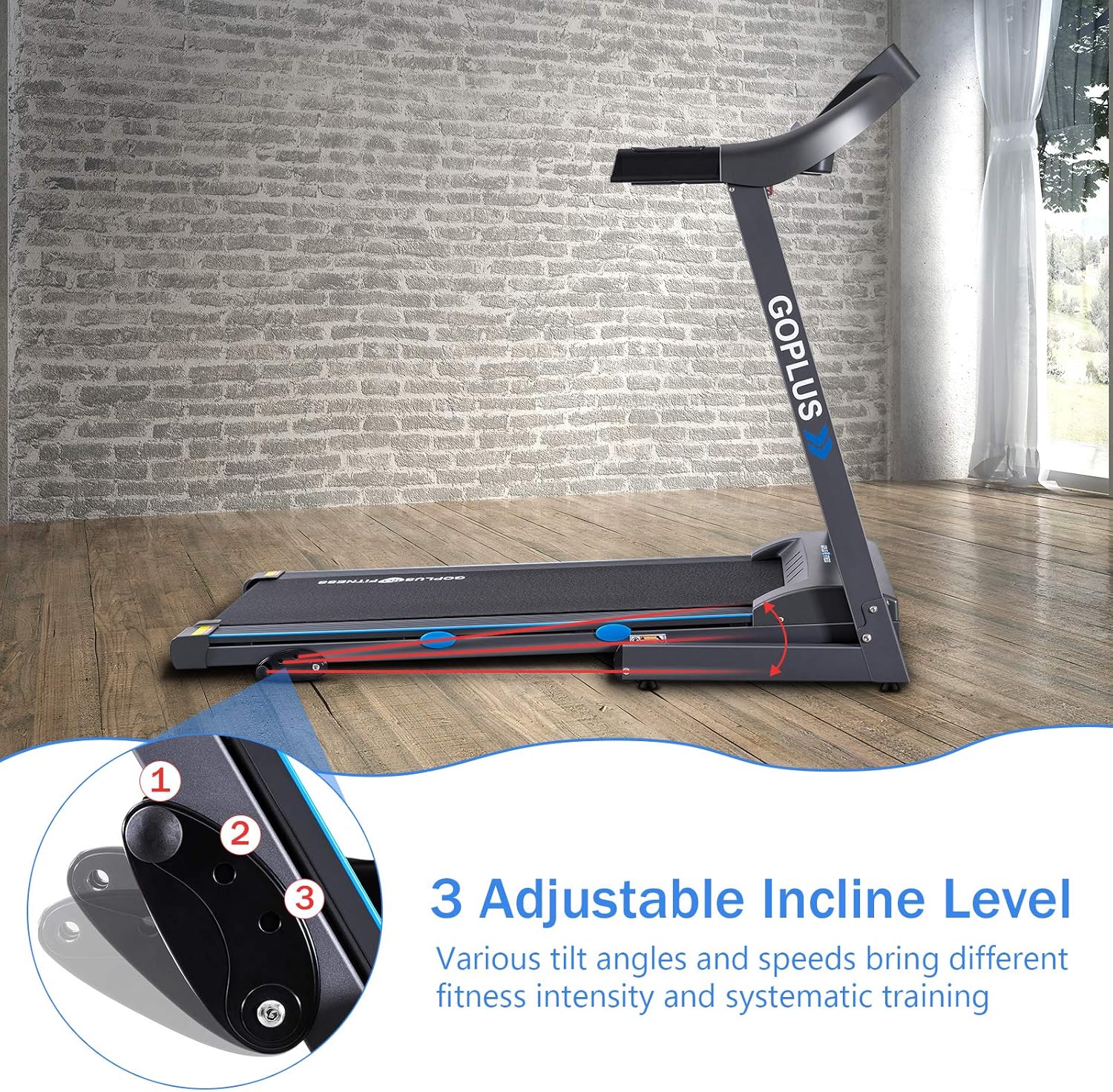 2.25HP Folding Treadmill with Incline Electric Treadmill U41686