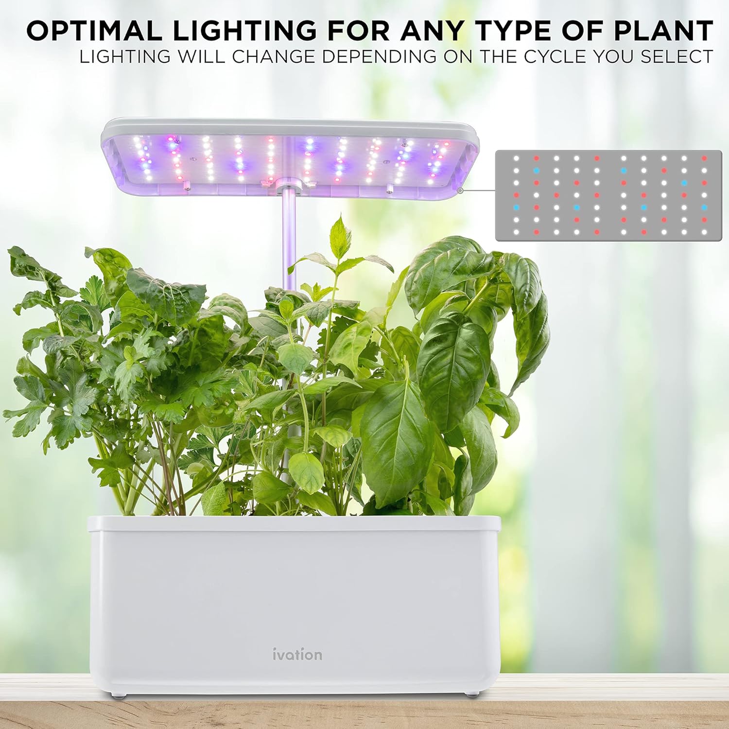 7-Pod Indoor Hydroponics Growing System Kit with LED Grow Light Y5638