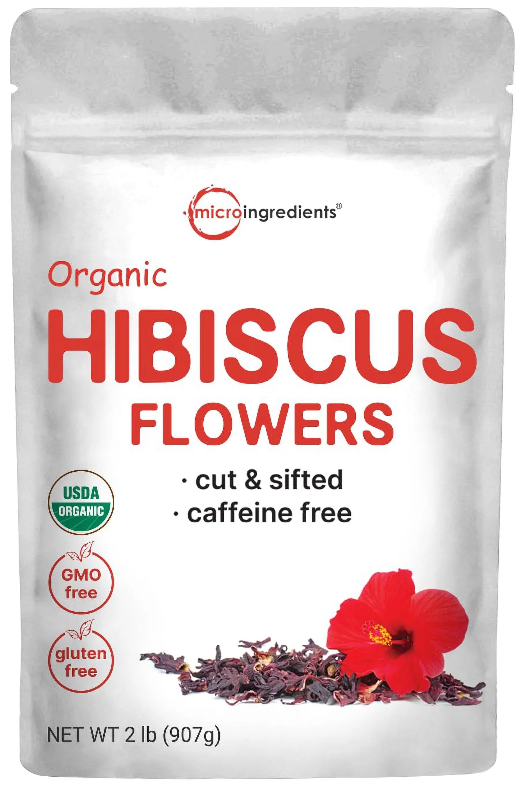 Organic Hibiscus Flowers, 2lbs, Cut & Sifted Dried Leaves V496