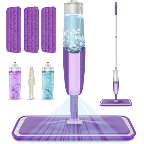 Wet Mops with 5X Washable Pads Spray Mops for Hardwood Floor Cleaning with 2X Bottles R308