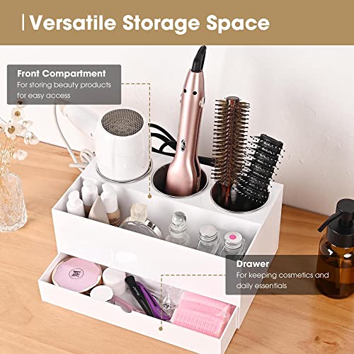 6-Hole Tabletop Blow Dryer & Hair Iron Holder Salon Appliance Stand with 3 Outlets Hair Tool Organizer (2 Pack) B364