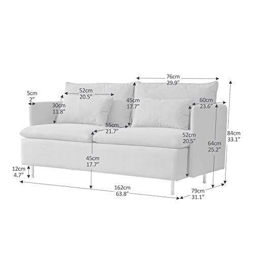 Green Cotton Linen 2-Seat Loveseat Couch G794687