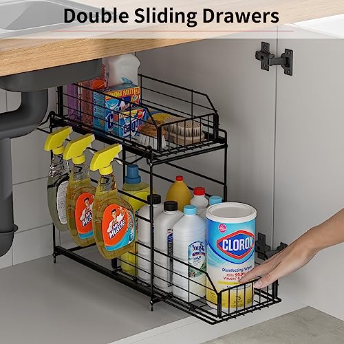 2 Tier Pull Out Cabinet Organizer with Hanging Rail E444
