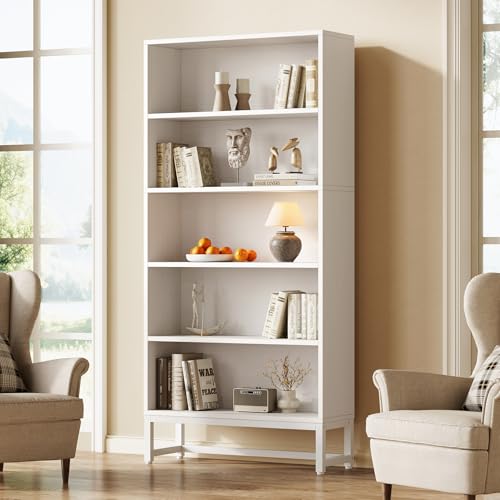 5-Tier Tall Bookcase with Closed Back Shelf W43943