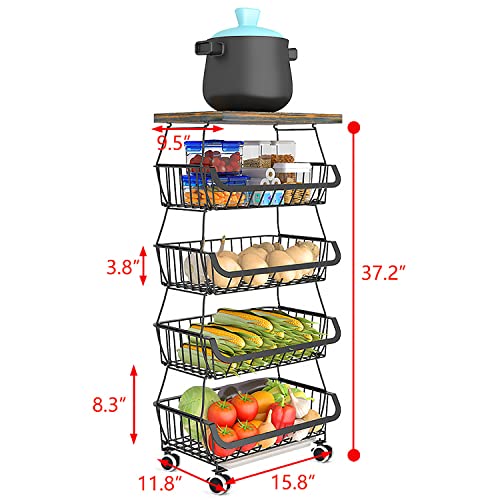 5 Tiers Metal Kitchen Storage Cart with Wheels G460965