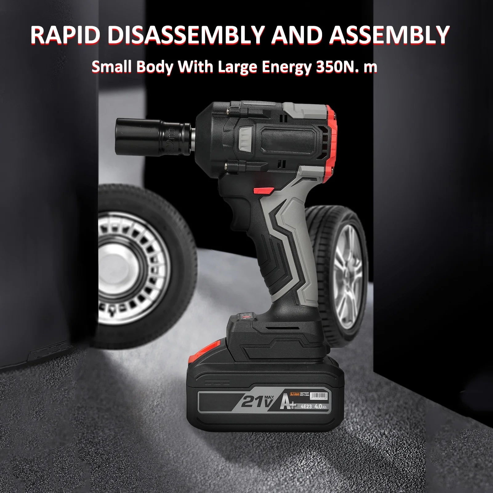 1/2 Inch 21v Electric Wrench with 4.0ah Battery and 17pcs Y605