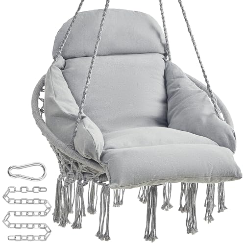 Cream White Hanging Hammock Chair with Cushion C518609