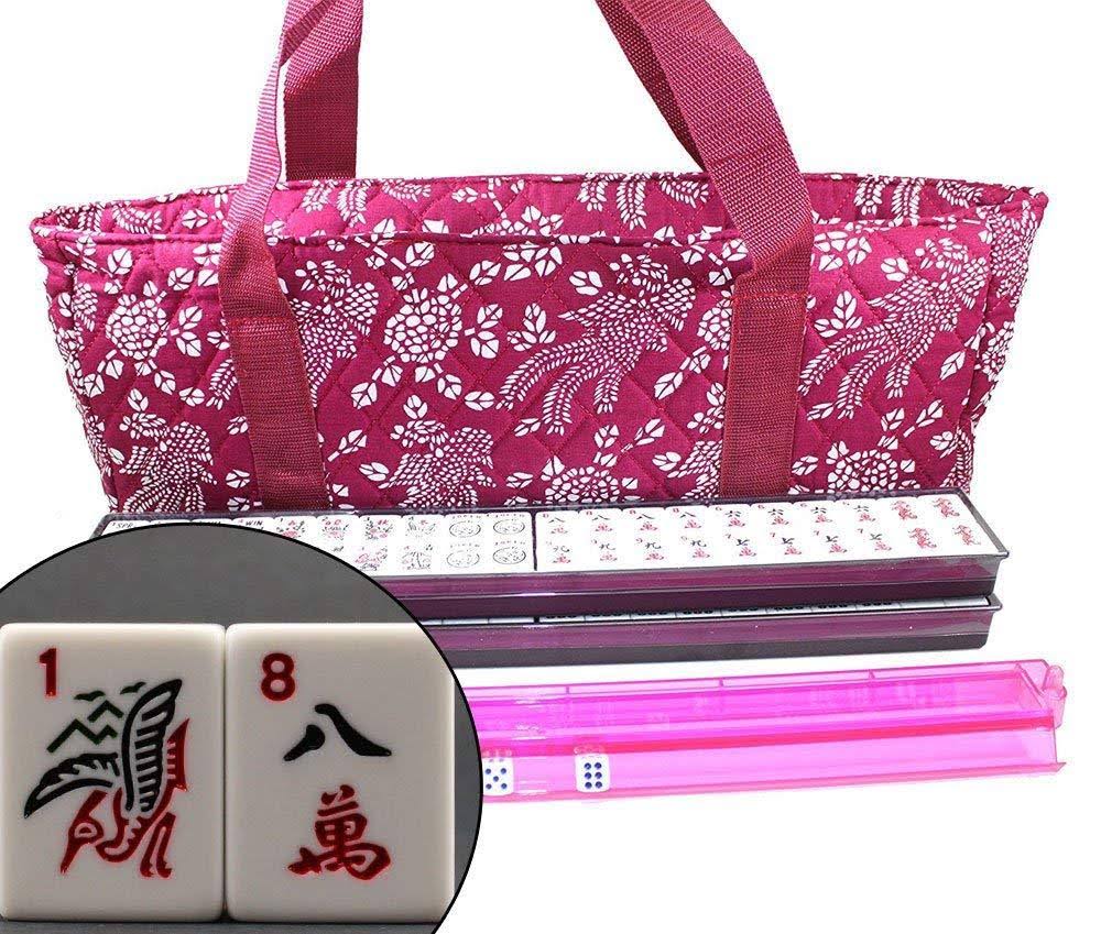 Violet Red 166 Tiles American Mahjong Set with Soft Bag B49490