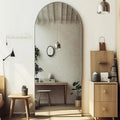 Arched Floor Mirror, 58" Full Length Mirror with Stand, Aluminum Frame - Black G72917