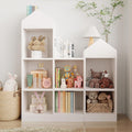 White 7-Cubby Wooden Toy Storage Organizer Bookshelf A728851
