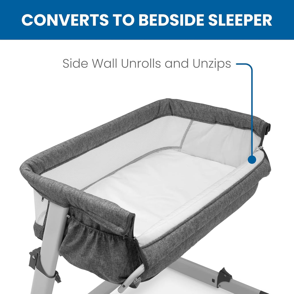Grey Portable Baby Bassinet with Breathable Mesh T620