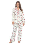 Women's Flannel Long Sleeve Button Down Pajama Set N3405