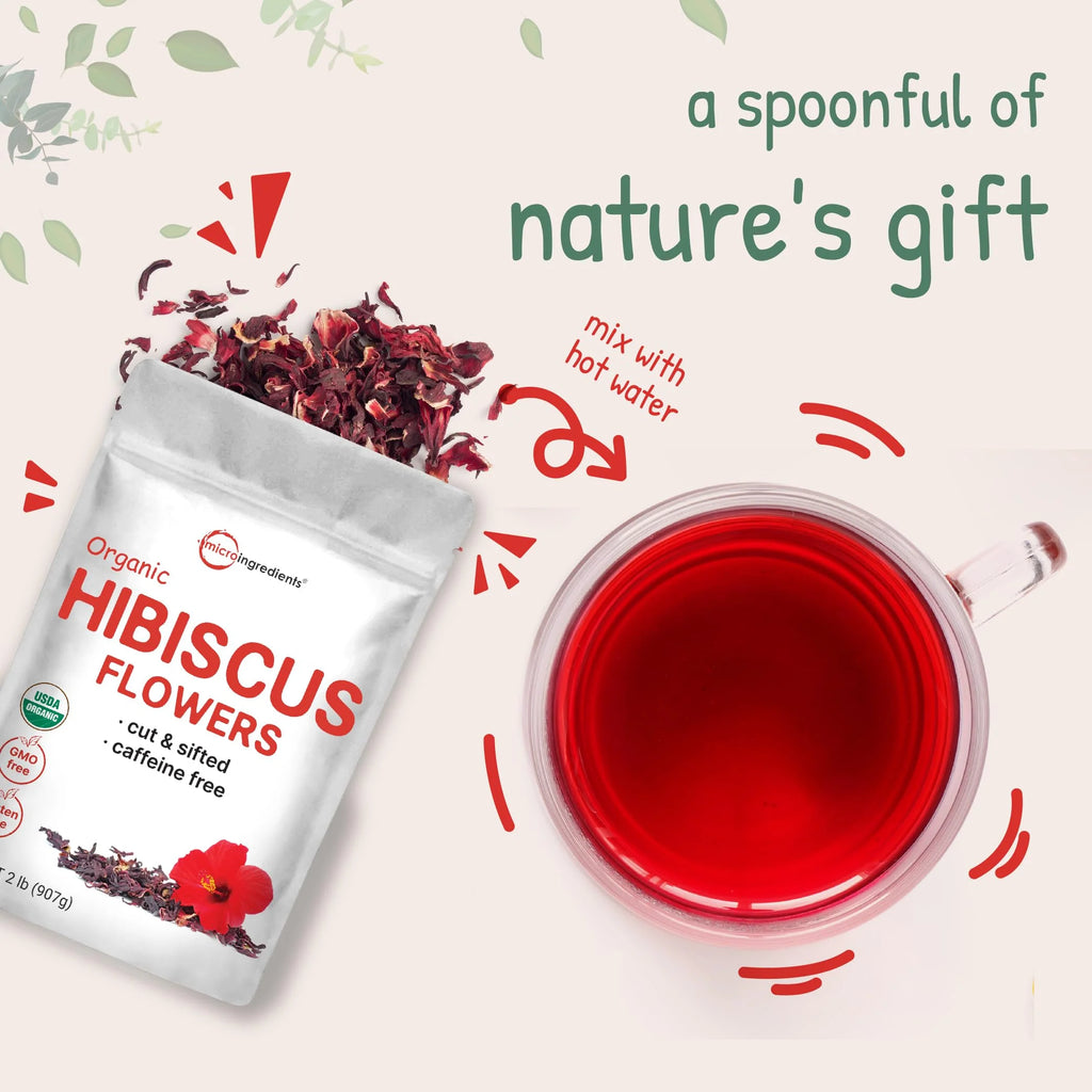 Organic Hibiscus Flowers, 2lbs, Cut & Sifted Dried Leaves V496