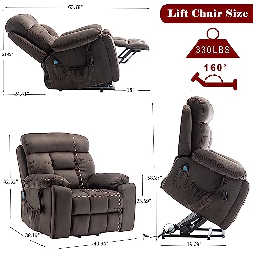 Power Lift Recliner with Massage and Heat, Dual Motor, 2 Remote Controls T7311