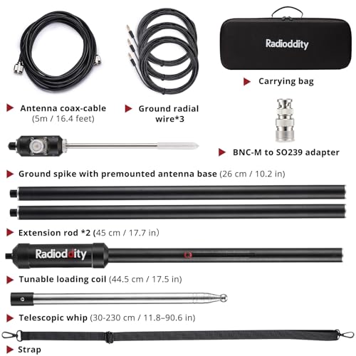 Portable HF Antenna, 5-50MHz Quick-Tuning Vertical Antenna K659474