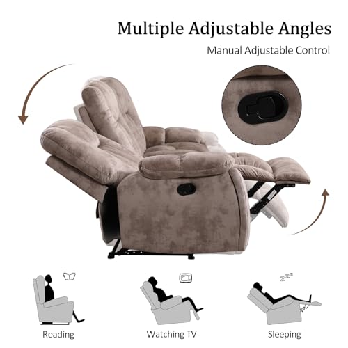 Apricot Manual Recliner Sofa with Cup Holders E129