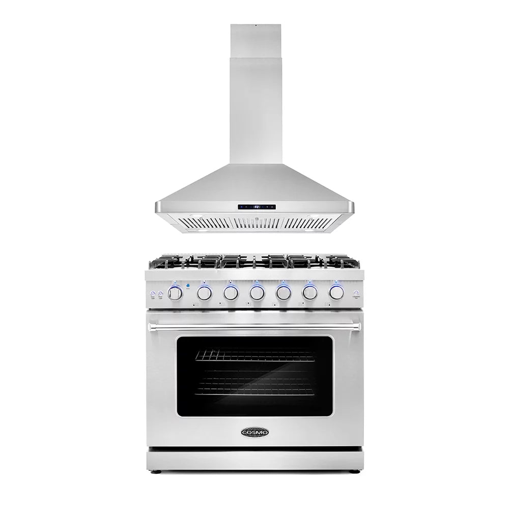 2 Piece Kitchen Appliance Package with 36" Freestanding Gas Range & 36" Island Range Hood N923261